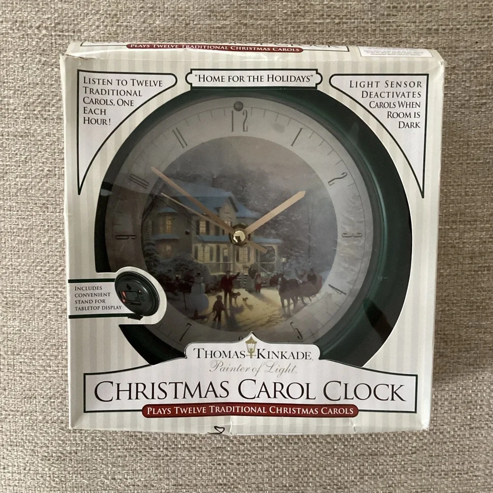 Thomas Kinkade Painter of Light Christmas Carol Clock - Dark Green